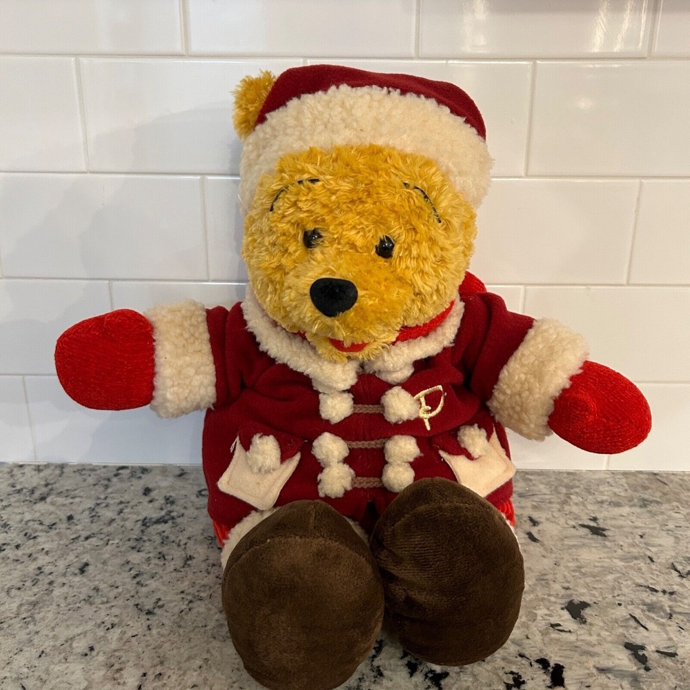 Walt Disney World Winnie the Pooh 18" Plush with Santa‎ Hat And Winter Outfit